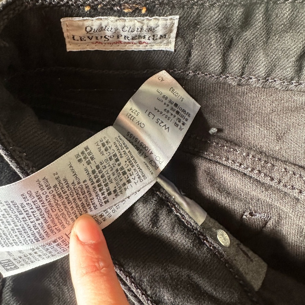 Levi’s black denim jeans straight skinny women’s 25 - Picture 4 of 4